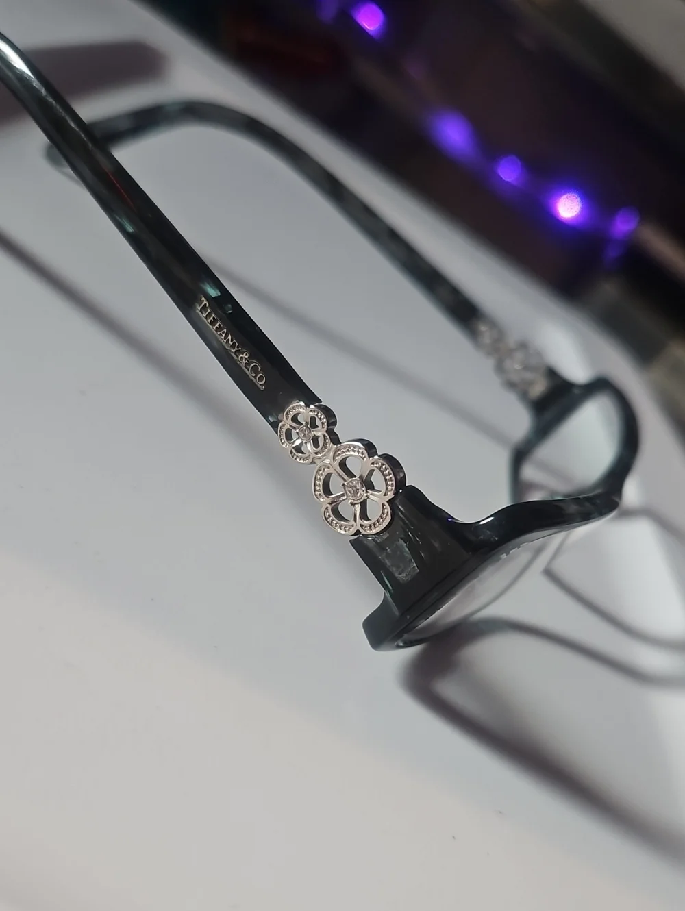 Tiffany & Co. Black Women's Eyeglass Frames with Floral Metal Accents